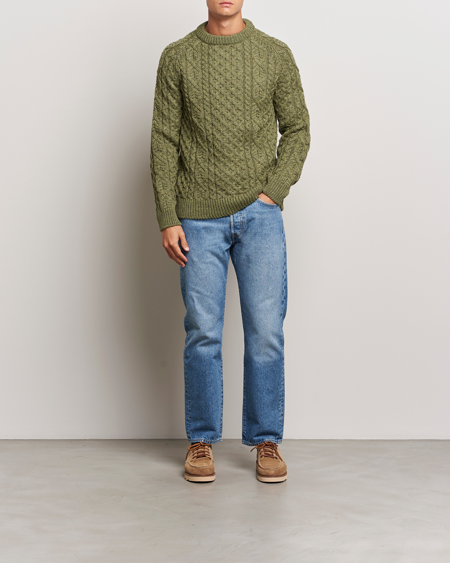 Herre | Gensere | Peregrine | Hudson Wool Aran Knitted Jumper Apple
