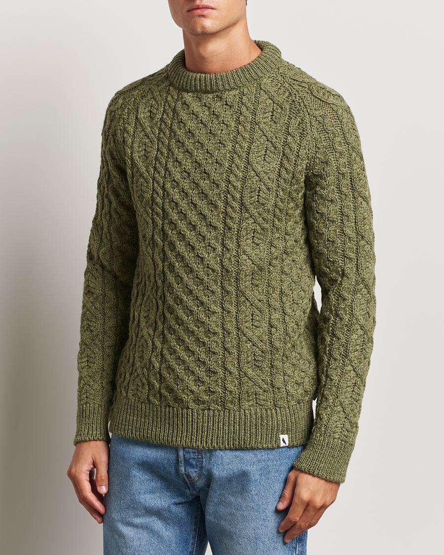 Herre | Gensere | Peregrine | Hudson Wool Aran Knitted Jumper Apple