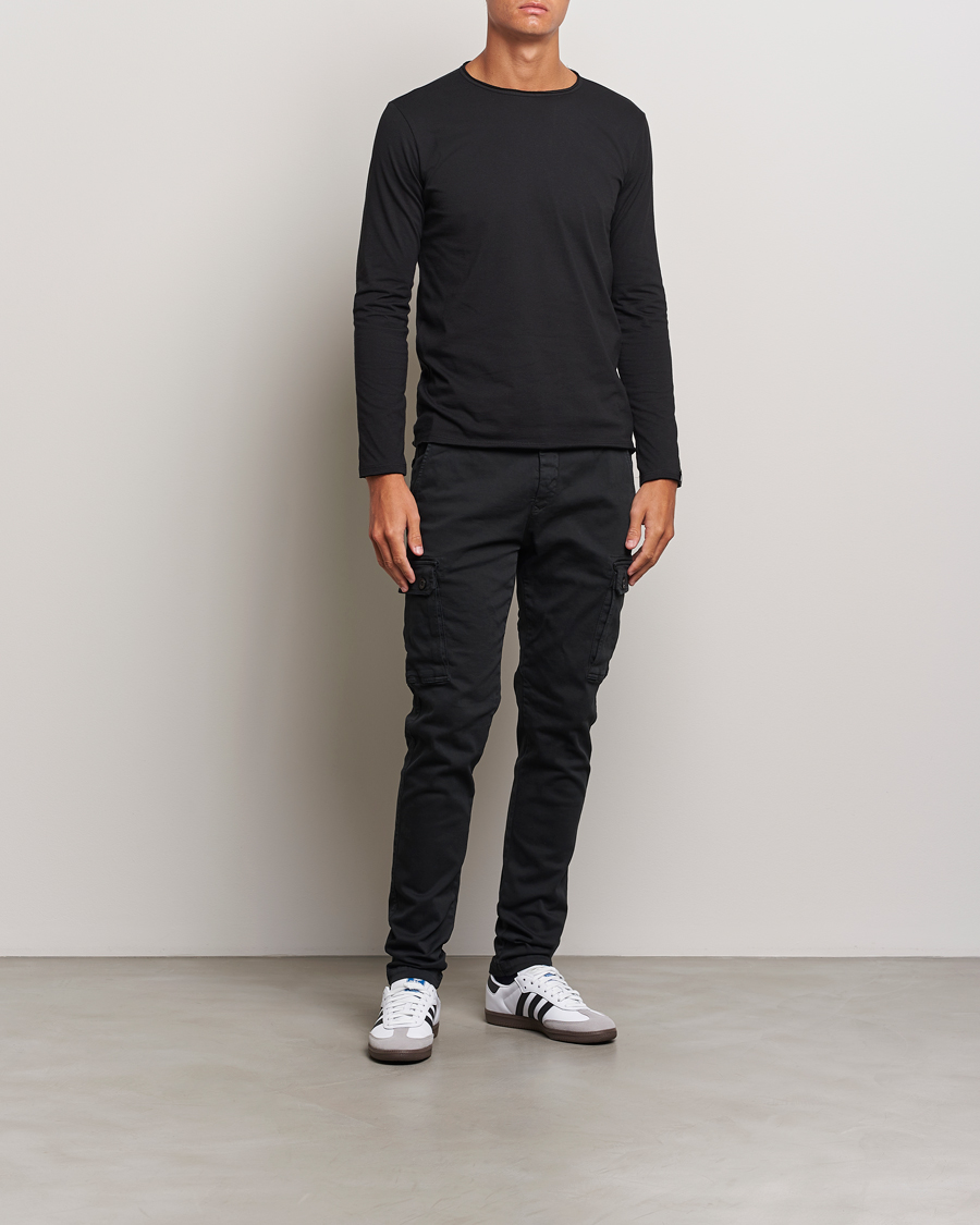 Herre | T-Shirts | Replay | Crew Neck Long Sleeve T-Shirt Black