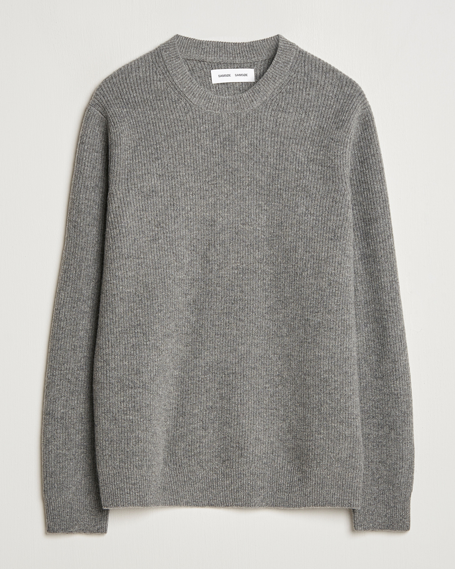 Herre | Gensere | Samsøe Samsøe | Isaks Knitted Crew Neck Dark Grey Melange