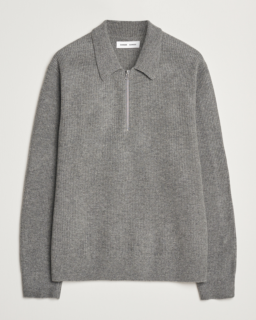 Herre | Gensere | Samsøe Samsøe | Saisaks Half Zip Polo Dark Grey Melange
