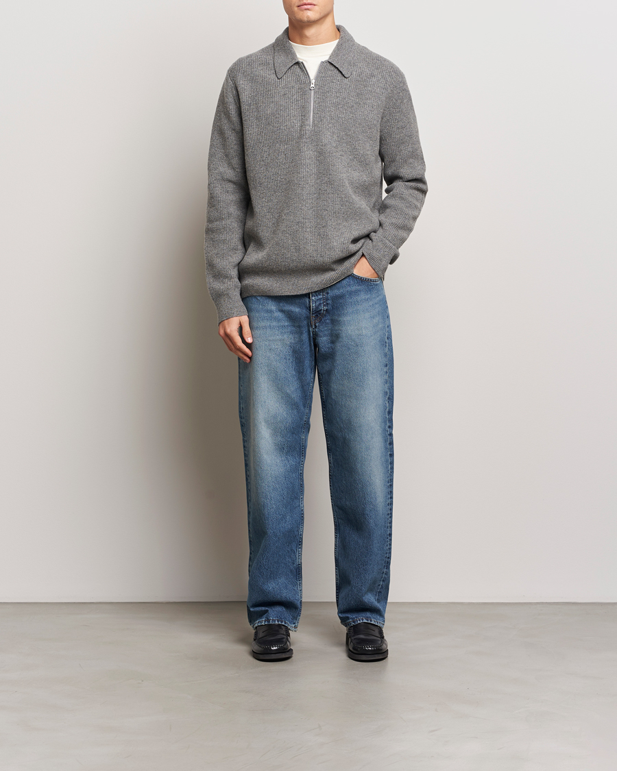 Herre | Gensere | Samsøe Samsøe | Saisaks Half Zip Polo Dark Grey Melange