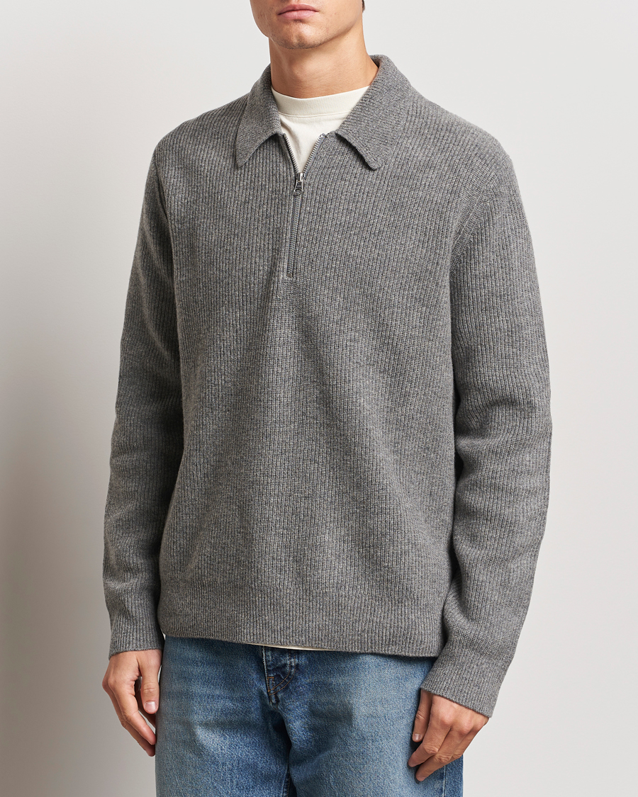 Herre | Gensere | Samsøe Samsøe | Saisaks Half Zip Polo Dark Grey Melange