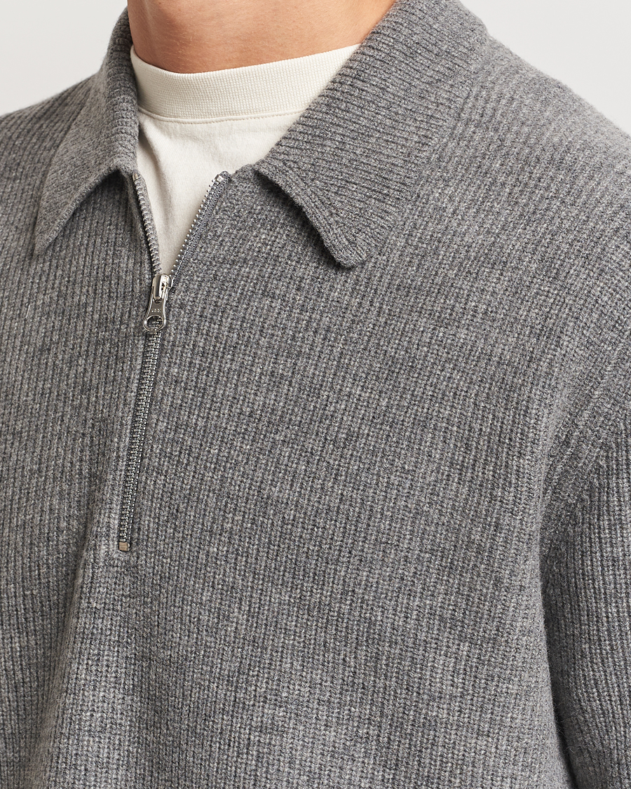 Herre | Gensere | Samsøe Samsøe | Saisaks Half Zip Polo Dark Grey Melange