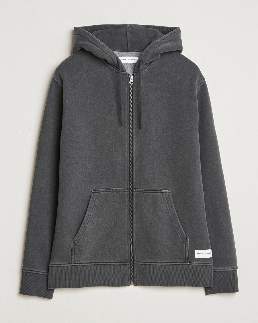 Herre | Gensere | Samsøe Samsøe | Pigment Dyed Full Zip Hoodie Black