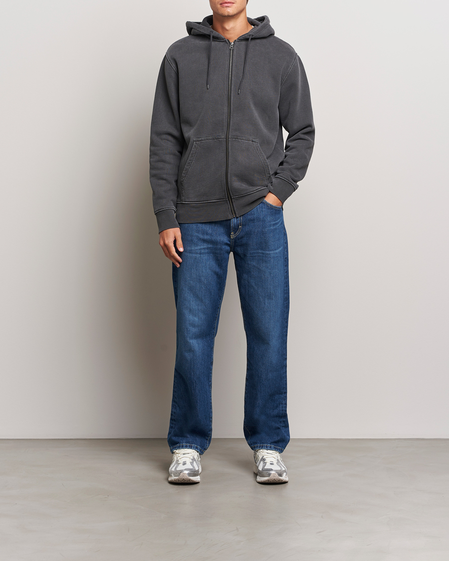 Herre | Gensere | Samsøe Samsøe | Pigment Dyed Full Zip Hoodie Black