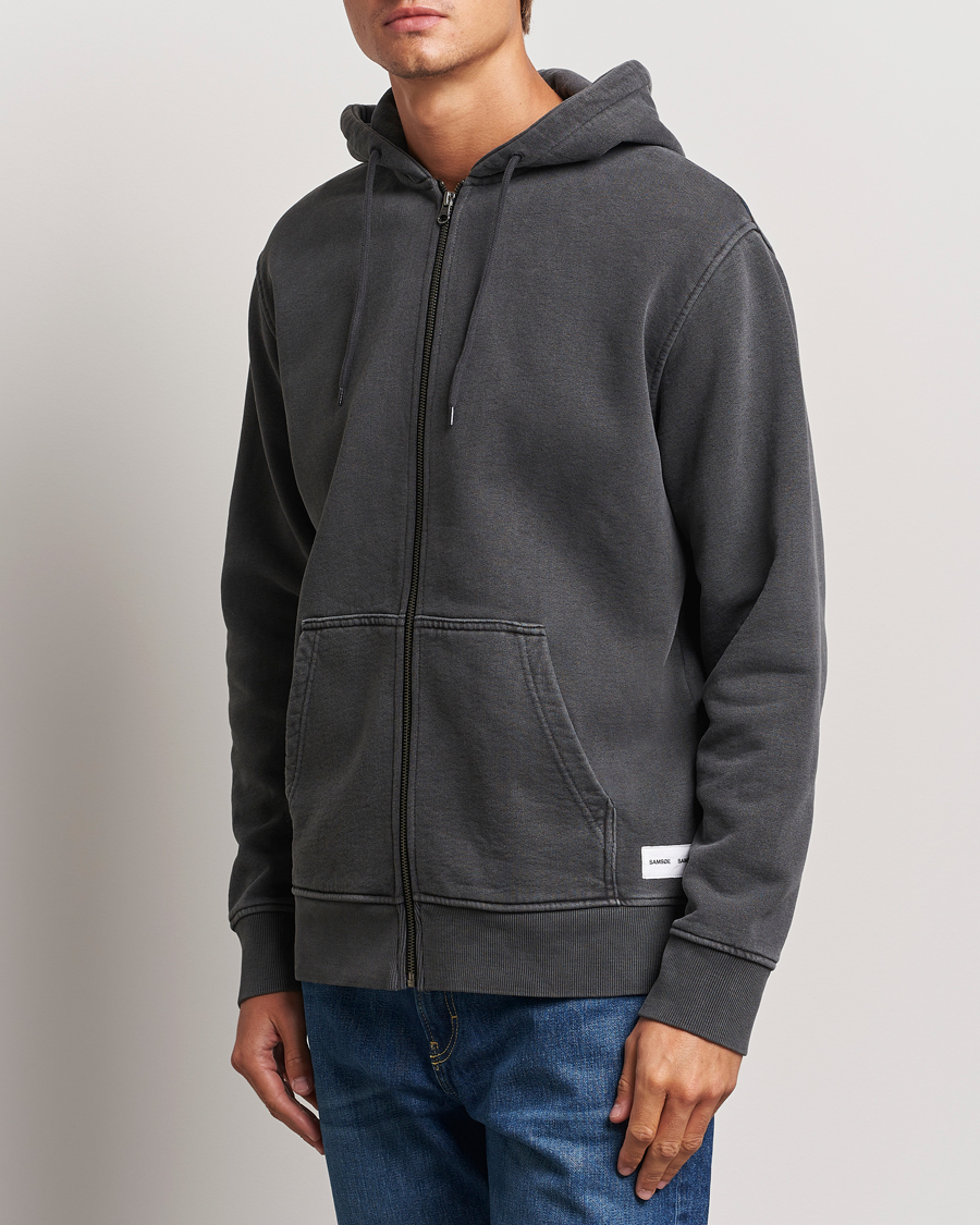 Herre | Gensere | Samsøe Samsøe | Pigment Dyed Full Zip Hoodie Black