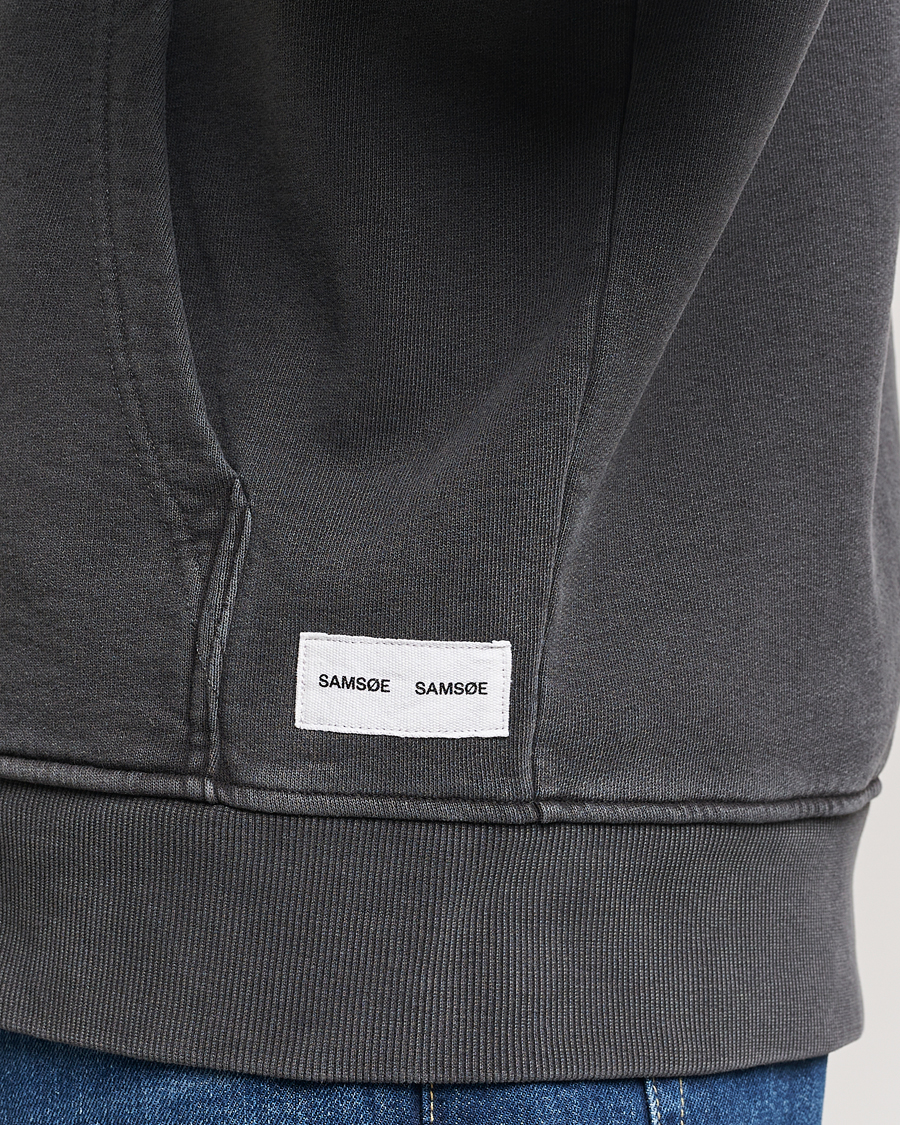 Herre | Gensere | Samsøe Samsøe | Pigment Dyed Full Zip Hoodie Black