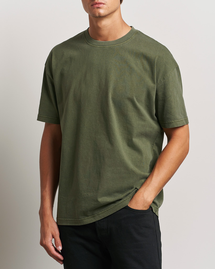Herre | T-Shirts | Samsøe Samsøe | Pigment Dyed Crew Neck T-Shirt Forest Night