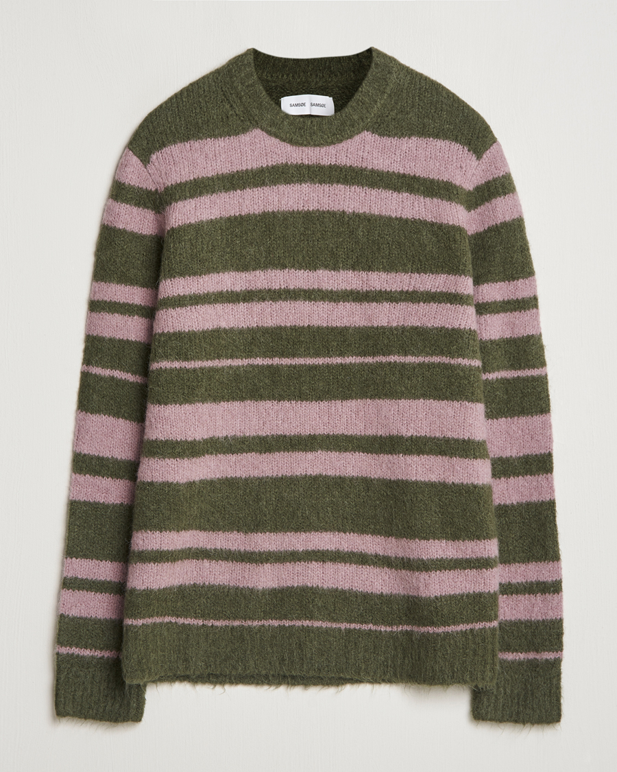 Herre | Gensere | Samsøe Samsøe | Arin Mohair Striped Sweater Green/Pink