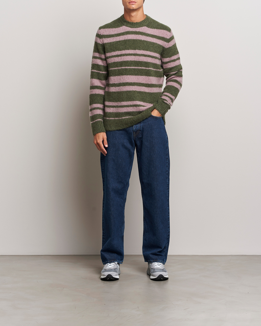 Herre | Gensere | Samsøe Samsøe | Arin Mohair Striped Sweater Green/Pink