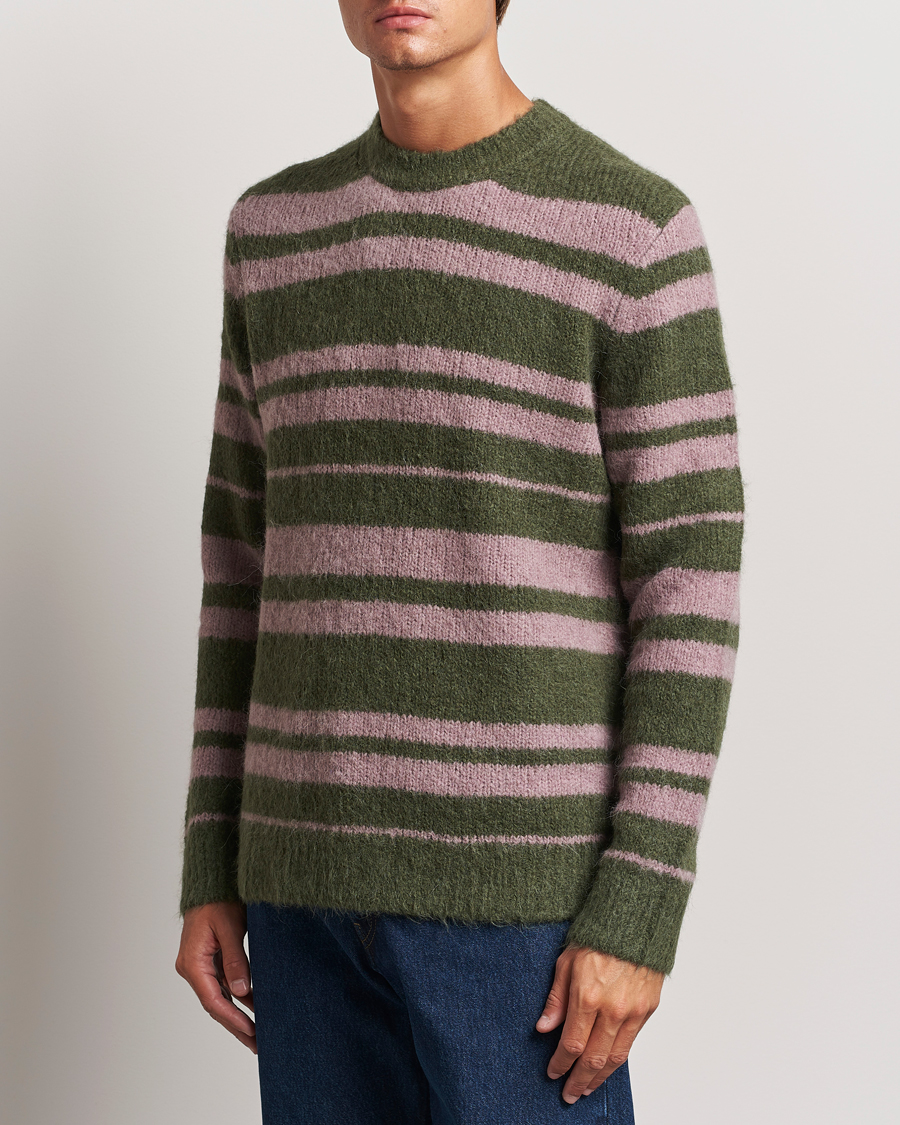 Herre | Gensere | Samsøe Samsøe | Arin Mohair Striped Sweater Green/Pink