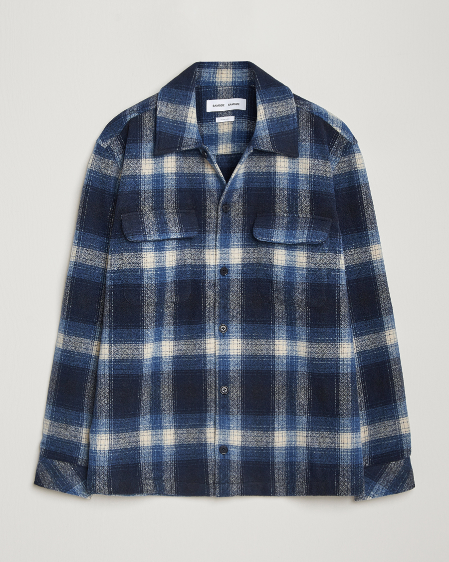 Herre | Skjorter | Samsøe Samsøe | Castor Checked Overshirt True Navy