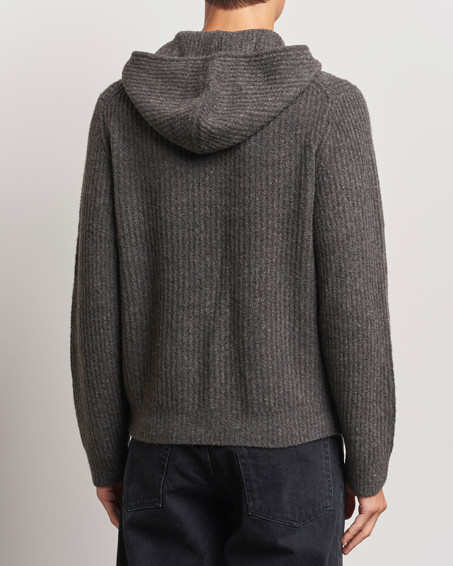 Herre | Gensere | Samsøe Samsøe | Koji Rib Knitted Hooded Full Zip Volcanic Ash