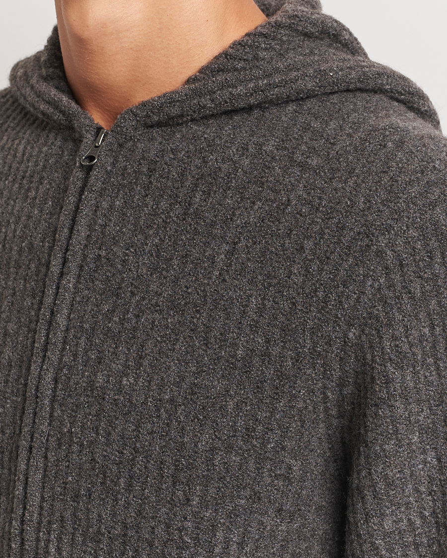 Herre | Gensere | Samsøe Samsøe | Koji Rib Knitted Hooded Full Zip Volcanic Ash