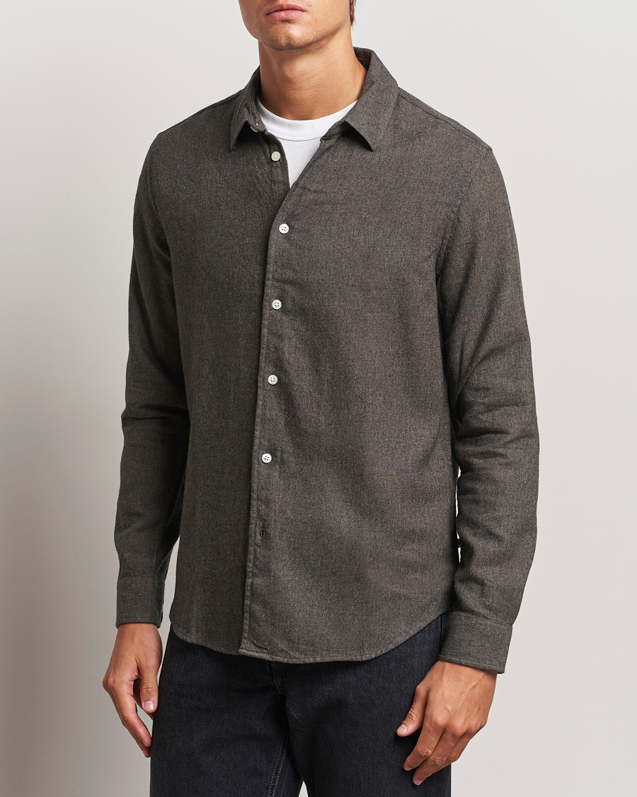 Herre | Skjorter | Samsøe Samsøe | Liam Brushed Flannel Shirt Major Brown Melange