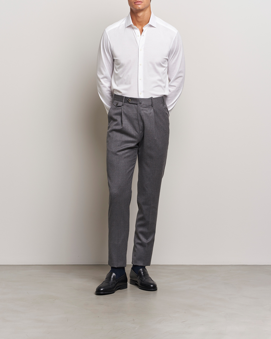 Herre | Skjorter | Stenströms | Slimline Stretch Jersey Shirt White