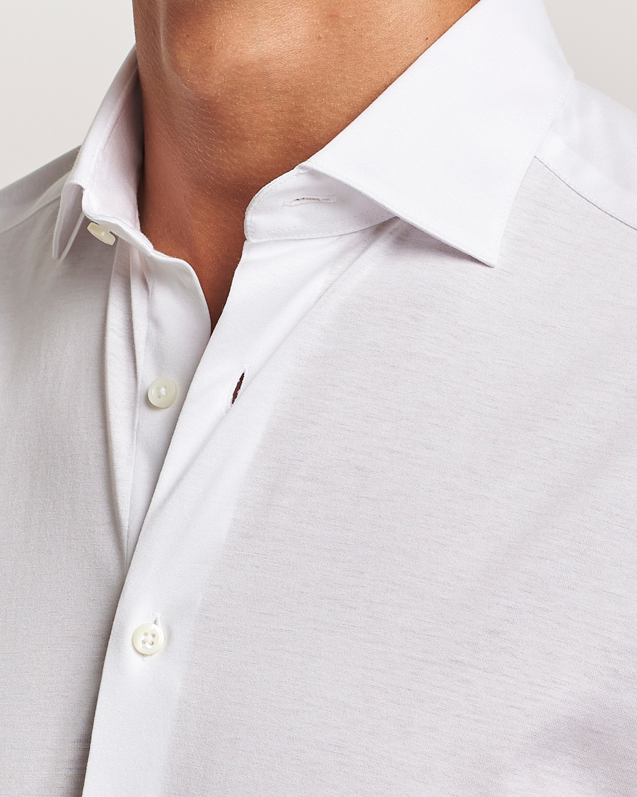 Herre | Skjorter | Stenströms | Slimline Stretch Jersey Shirt White