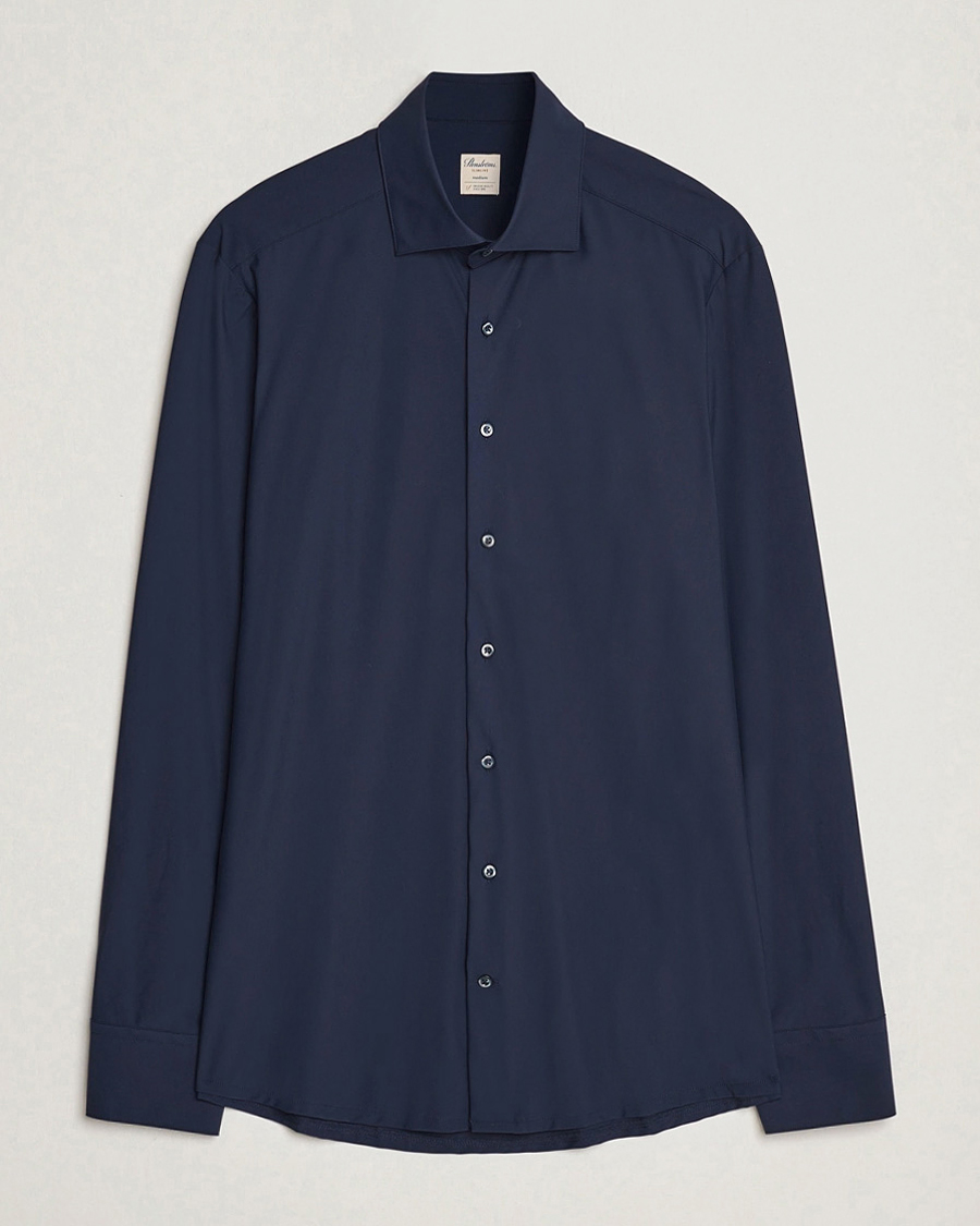 Herre | Skjorter | Stenströms | Slimline Stretch Jersey Shirt Navy