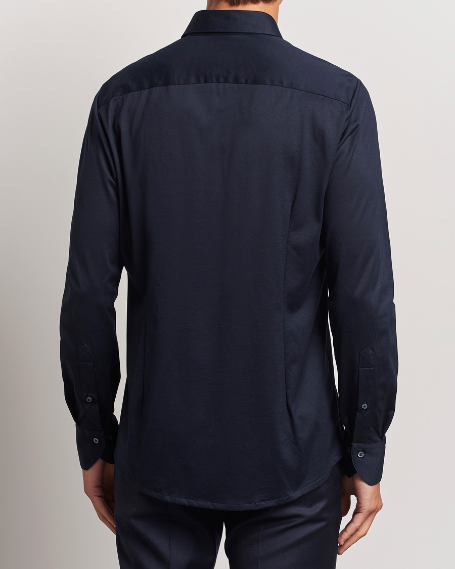 Herre | Skjorter | Stenströms | Slimline Stretch Jersey Shirt Navy