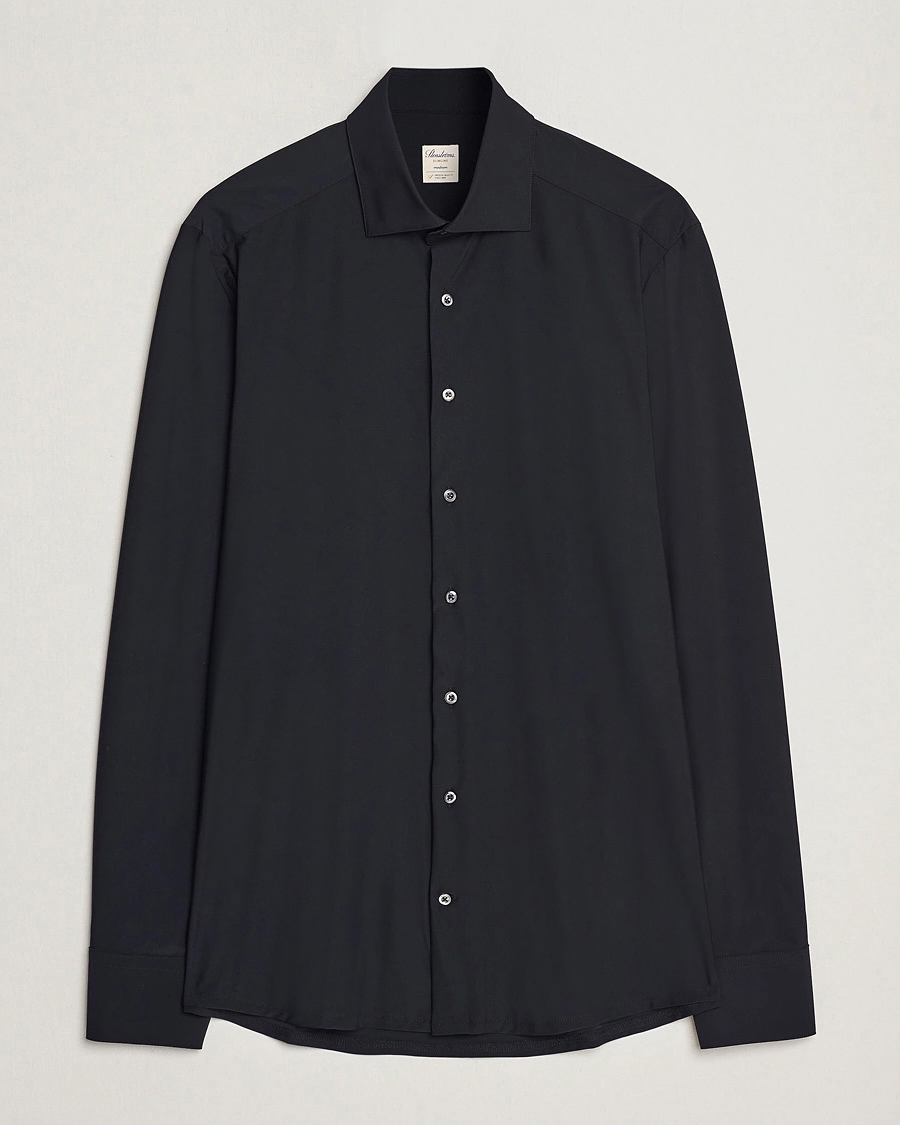 Herre | Skjorter | Stenströms | Slimline Stretch Jersey Shirt Black