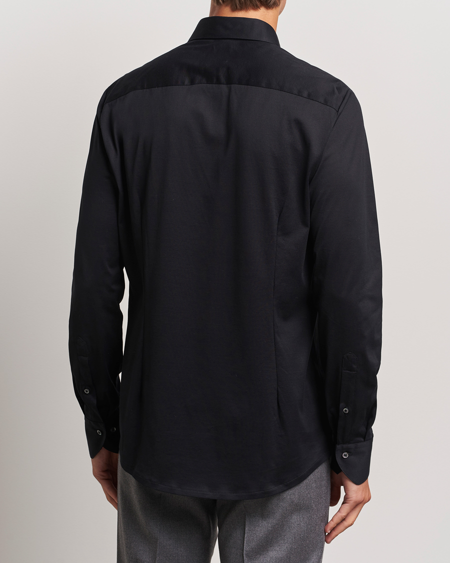 Herre | Skjorter | Stenströms | Slimline Stretch Jersey Shirt Black