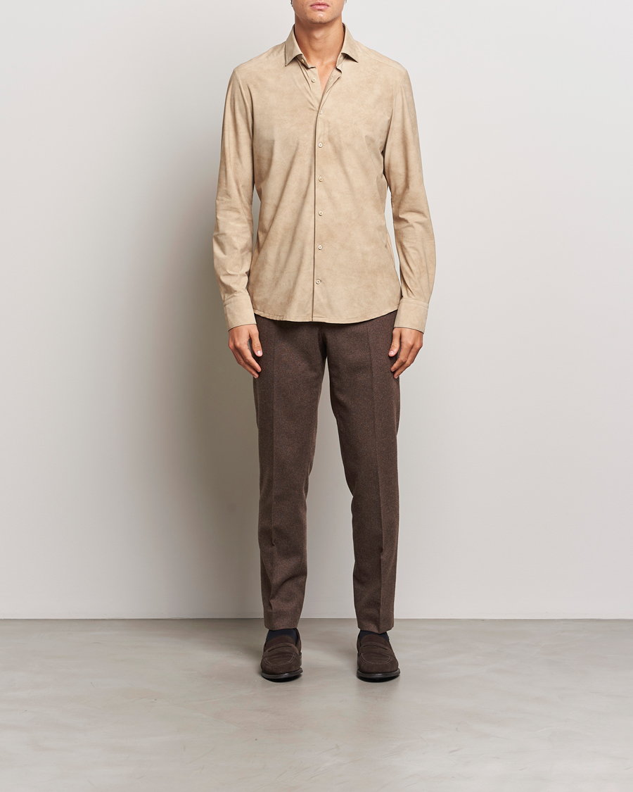 Herre | Skjorter | Stenströms | Slimline 4-Way Stretch Shirt Beige