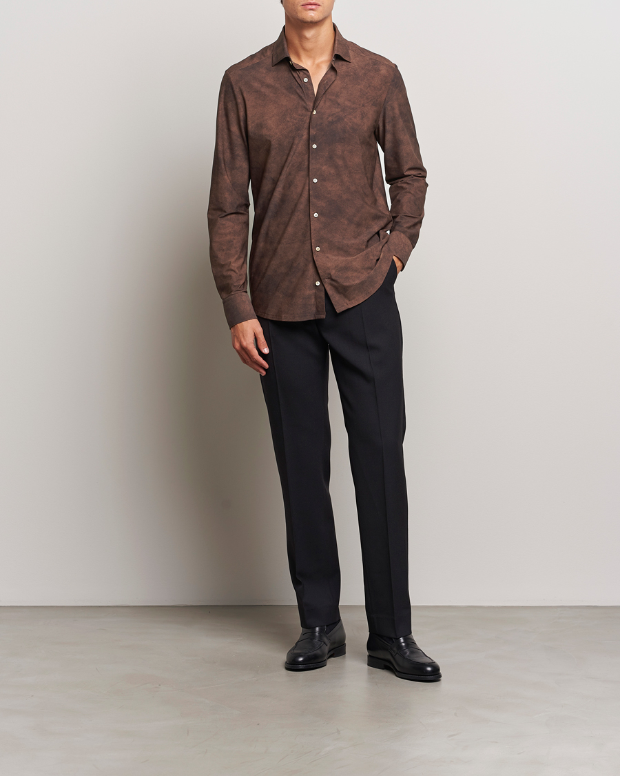 Herre | Skjorter | Stenströms | Slimline 4-Way Stretch Shirt Brown