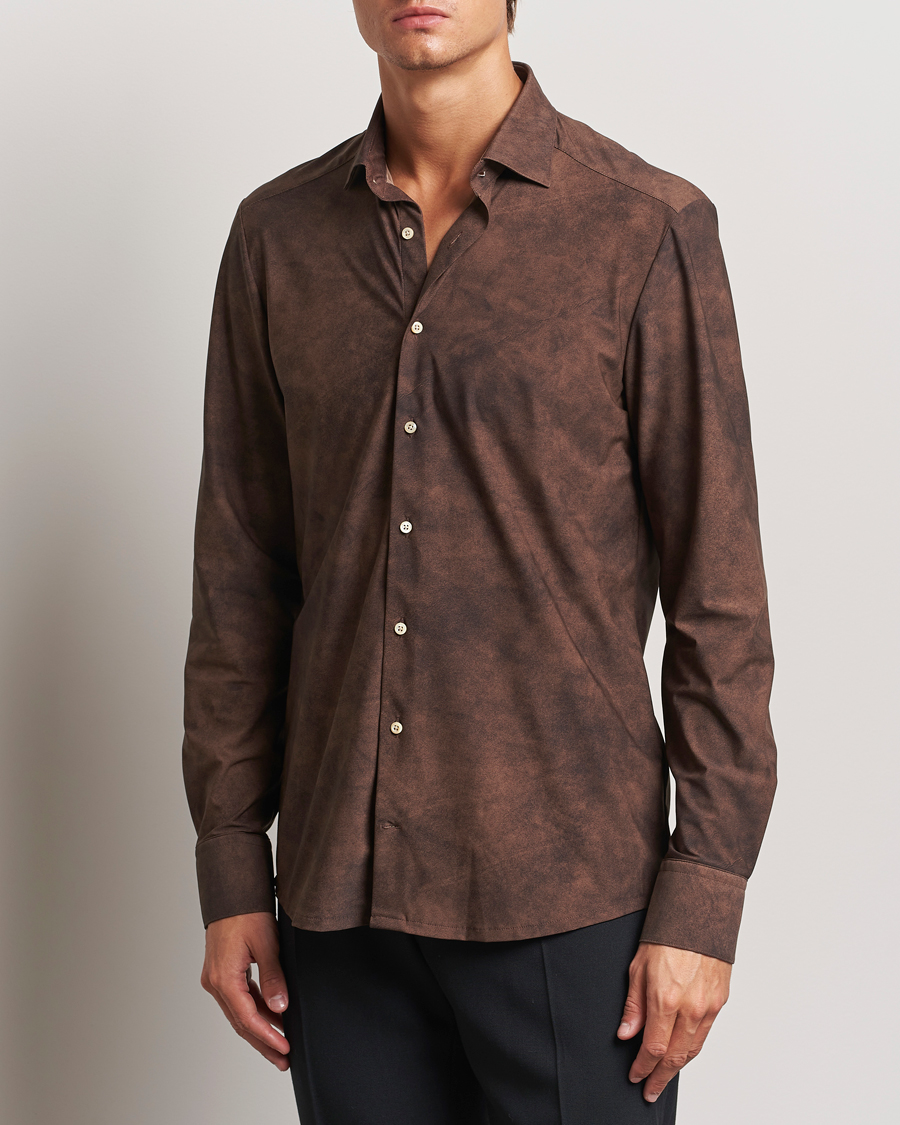 Herre | Skjorter | Stenströms | Slimline 4-Way Stretch Shirt Brown