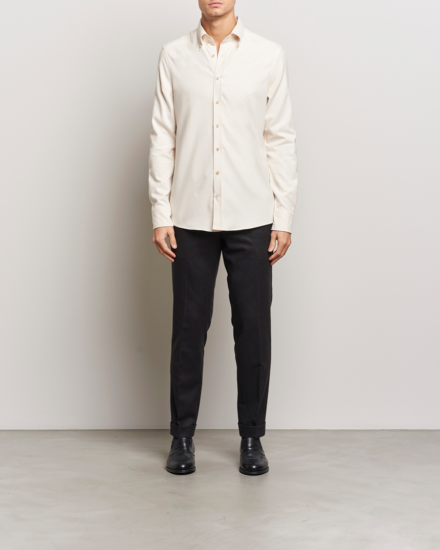 Herre | Skjorter | Stenströms | Slimline Flannel Shirt Beige