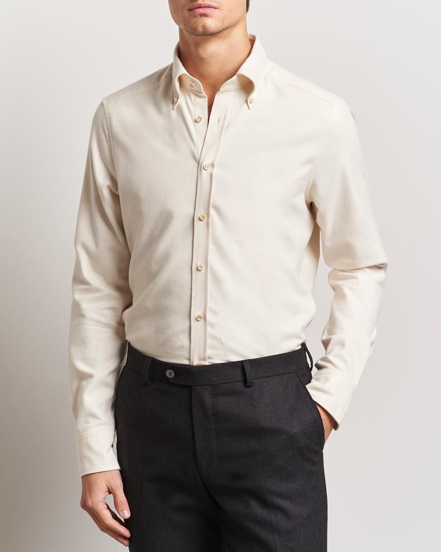 Herre | Skjorter | Stenströms | Slimline Flannel Shirt Beige