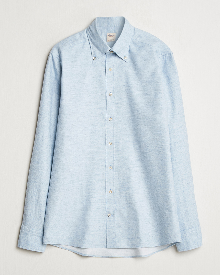 Herre | Skjorter | Stenströms | Slimline Flannel Shirt Light Blue