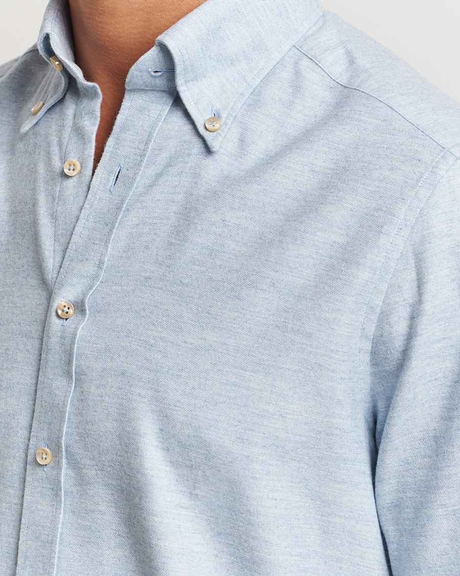 Herre | Skjorter | Stenströms | Slimline Flannel Shirt Light Blue