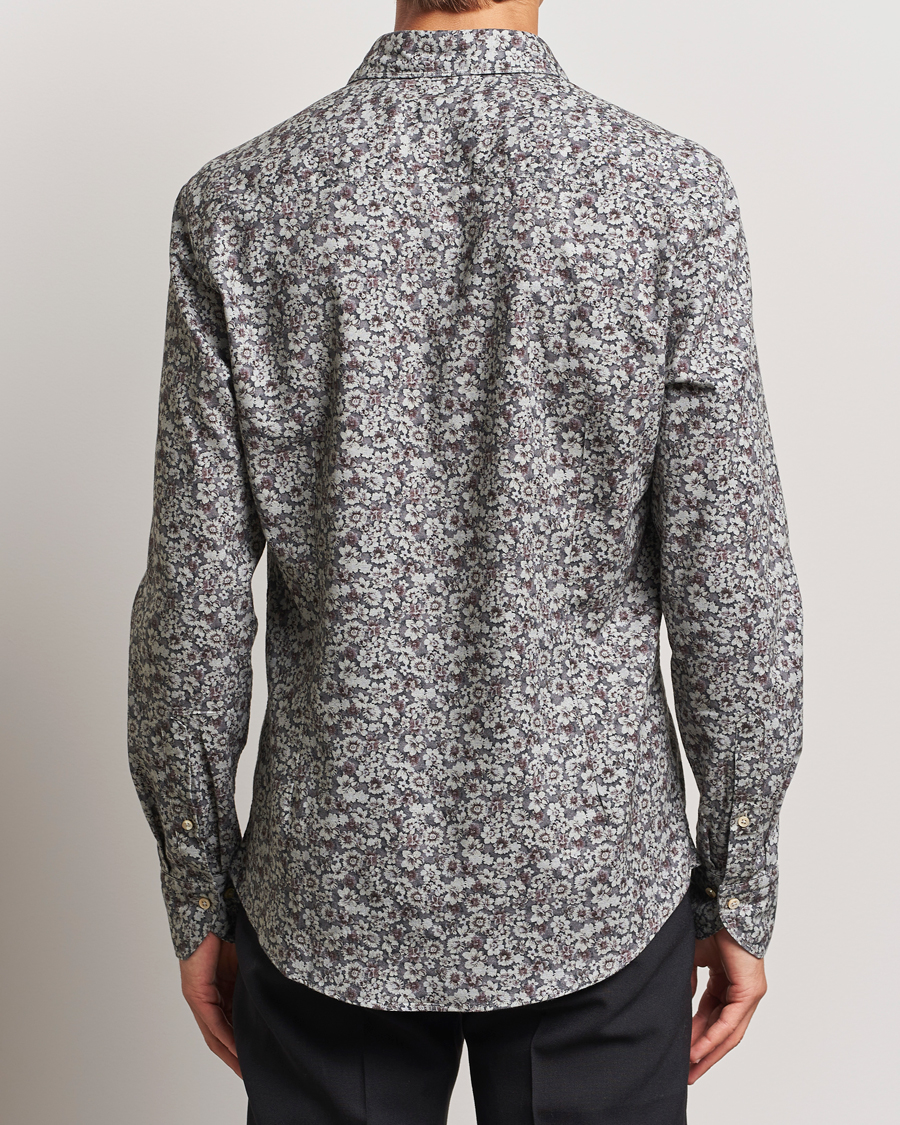Herre | Skjorter | Stenströms | Slimline Washed Floral Print Shirt Grey