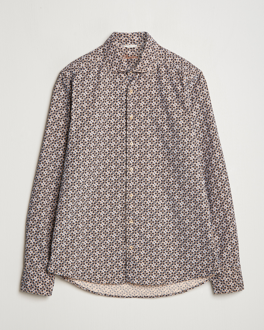 Herre | Skjorter | Stenströms | Slimline Printed Cord Shirt Brown
