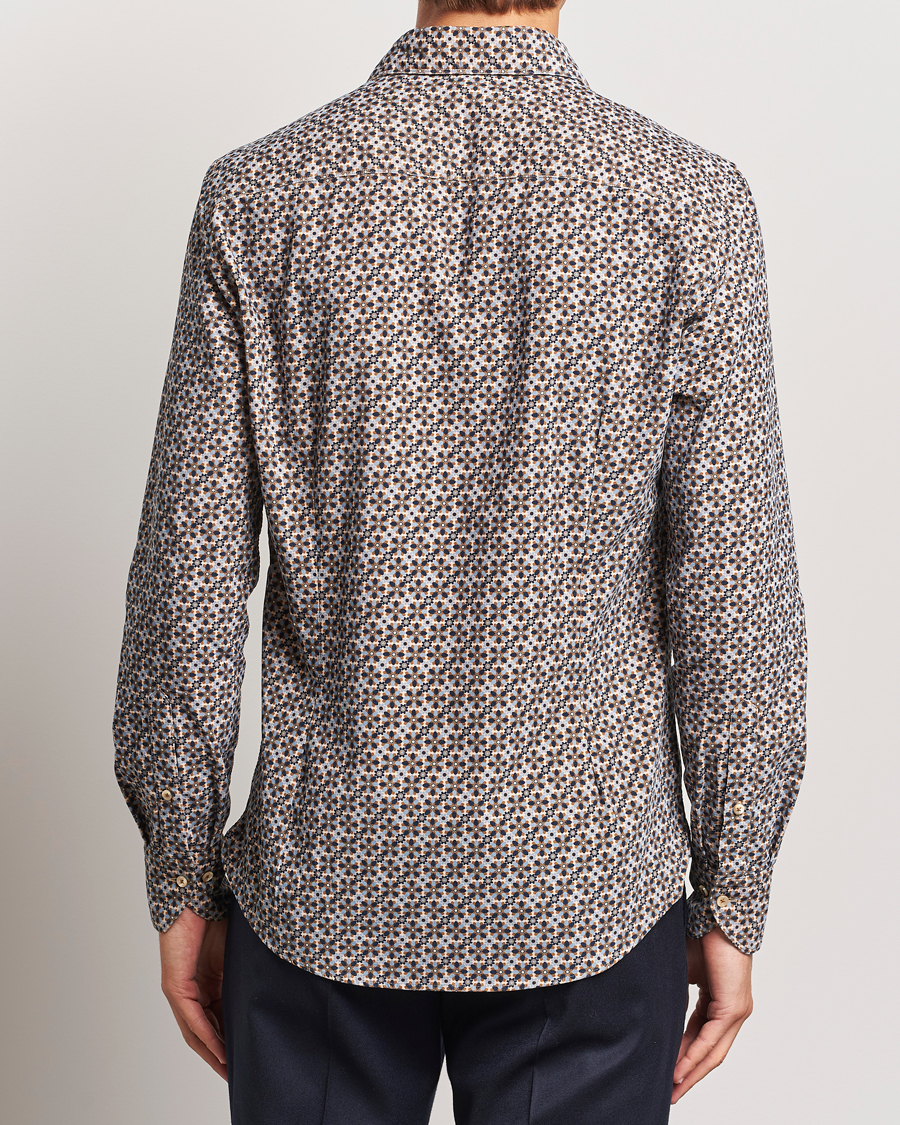 Herre | Skjorter | Stenströms | Slimline Printed Cord Shirt Brown