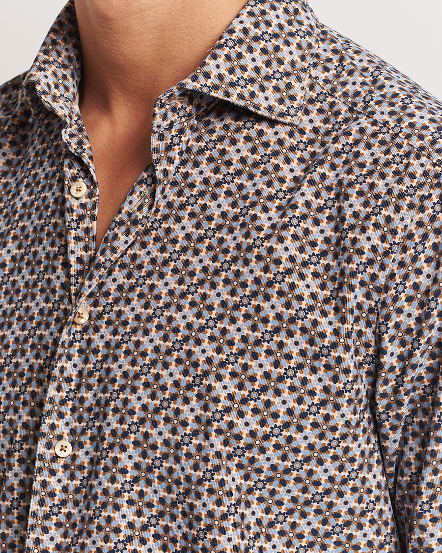 Herre | Skjorter | Stenströms | Slimline Printed Cord Shirt Brown