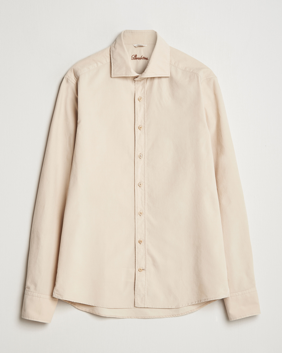 Herre | Skjorter | Stenströms | Slimline Cut Away Cord Shirt Beige