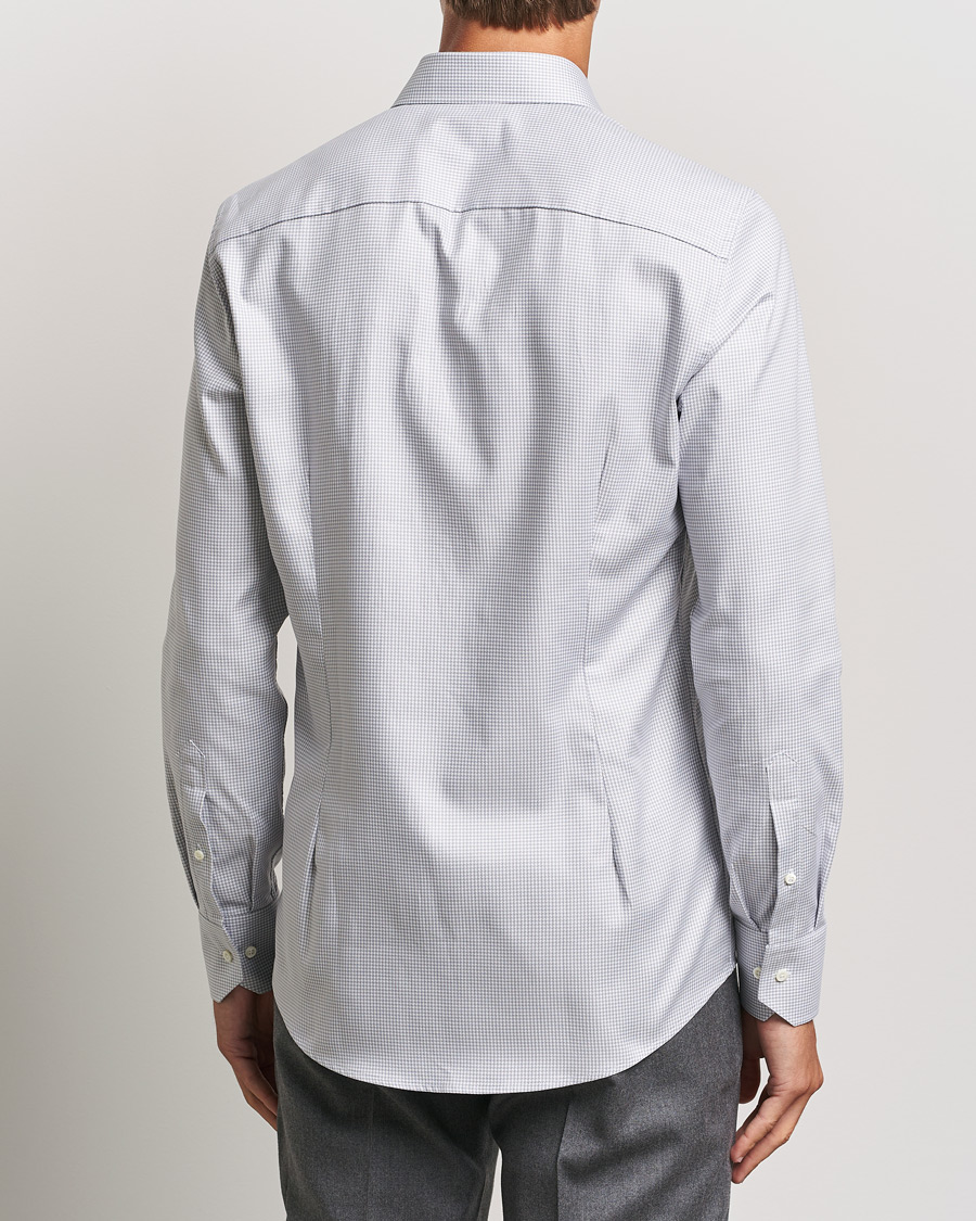 Herre | Skjorter | Stenströms | Slimline Houndstooth Cut Away Shirt Grey