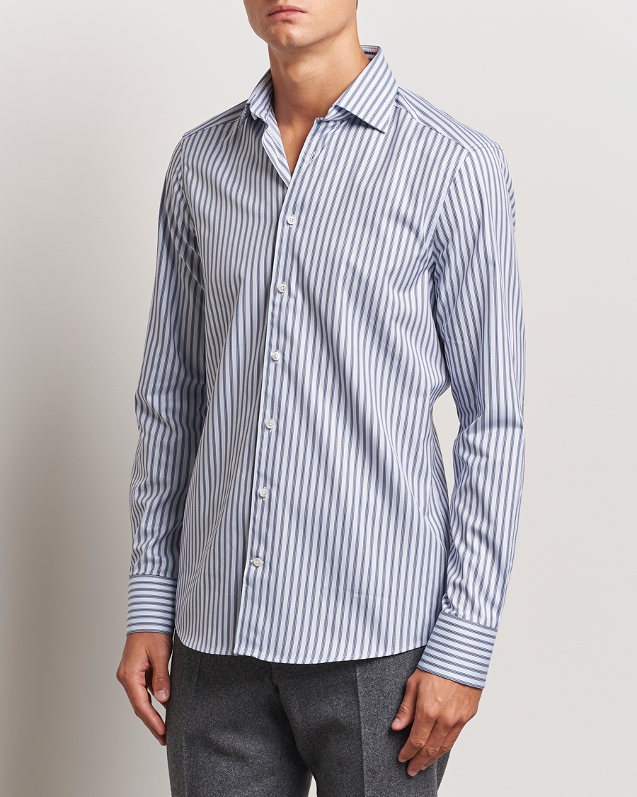 Herre | Skjorter | Stenströms | Slimline Striped Luxury Oxford Shirt Blue