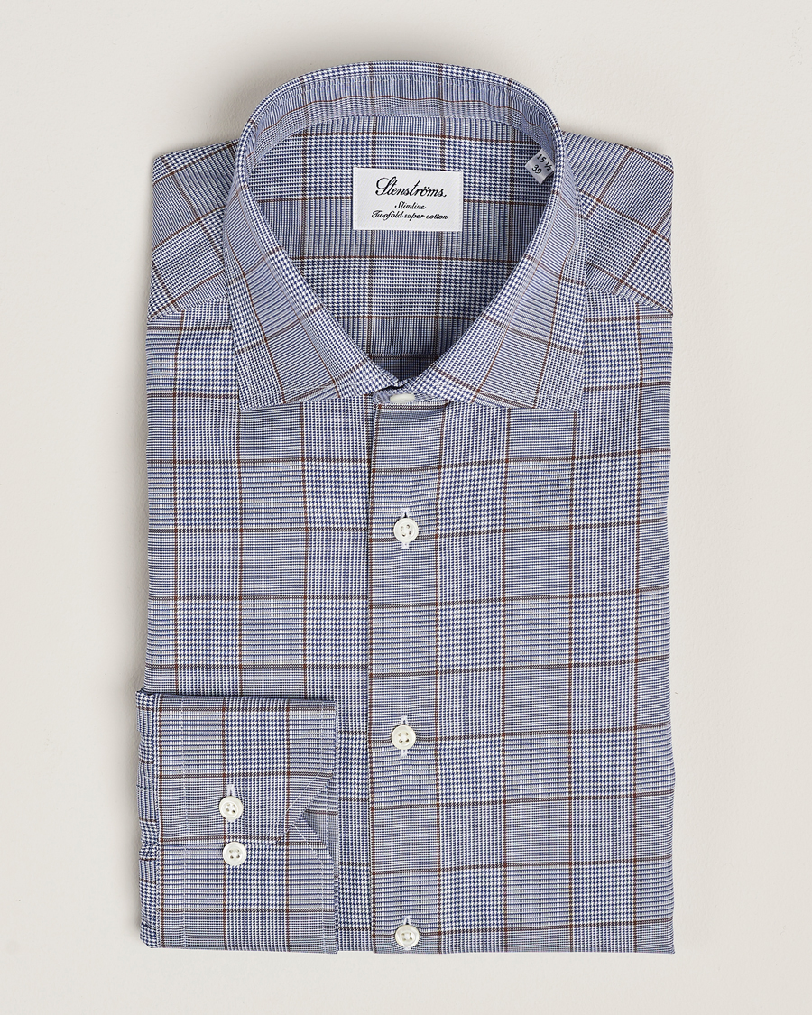Herre | Skjorter | Stenströms | Slimline Prince of Wales Check Shirt Blue