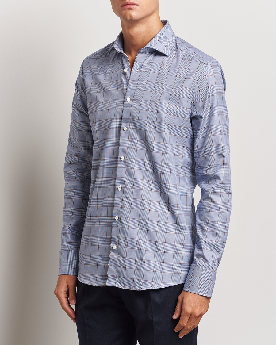 Herre | Skjorter | Stenströms | Slimline Prince of Wales Check Shirt Blue