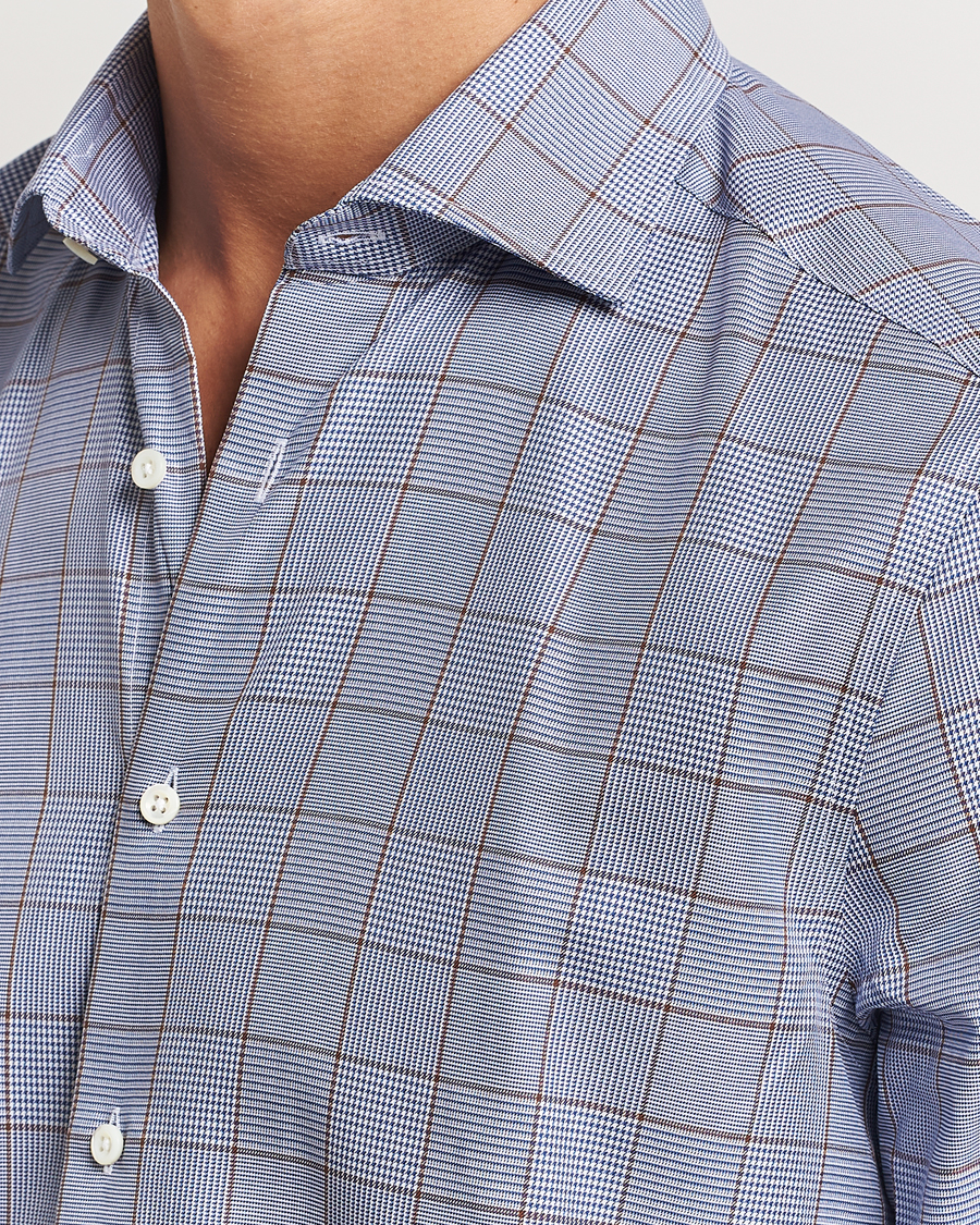 Herre | Skjorter | Stenströms | Slimline Prince of Wales Check Shirt Blue