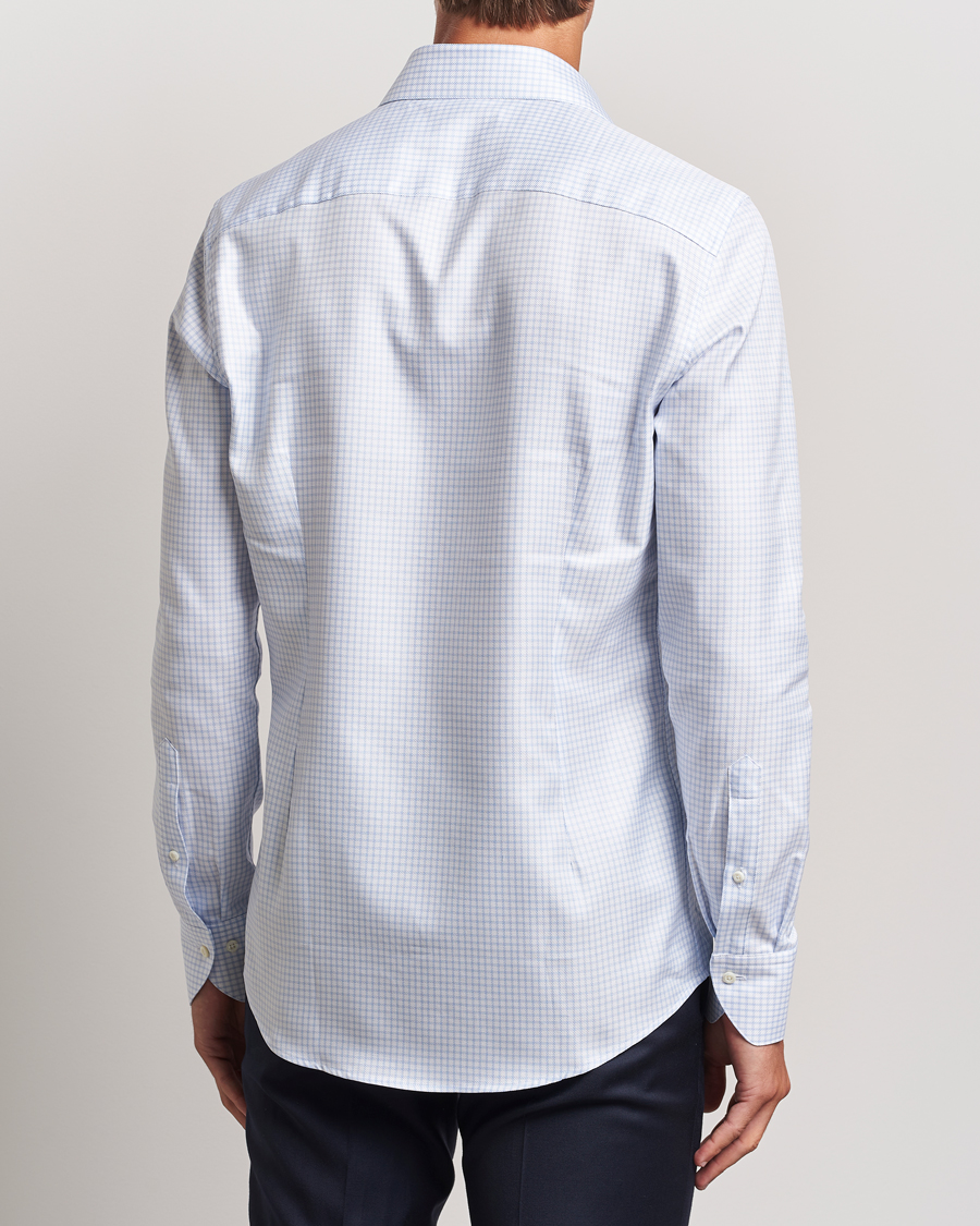 Herre | Skjorter | Stenströms | Slimline Mini Check Twill Shirt White/Blue