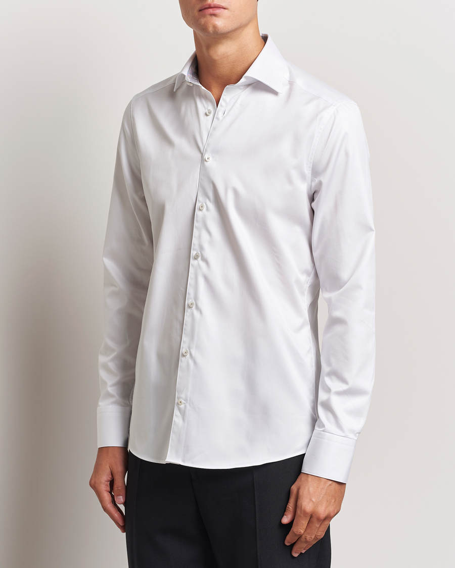 Herre | Skjorter | Stenströms | Slimline Contrast Cut Away Shirt White/Grey