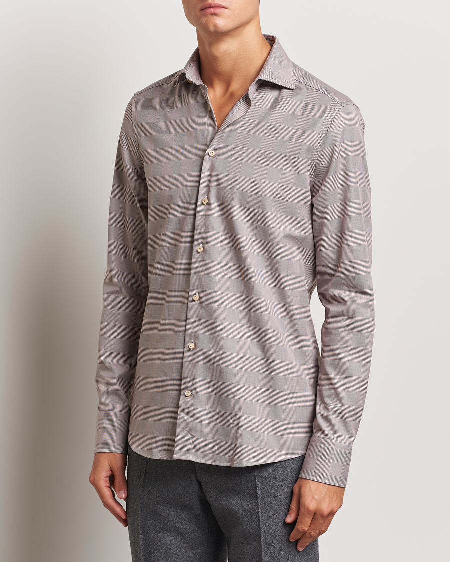 Herre | Skjorter | Stenströms | Slimline Checked Twill Shirt Brown