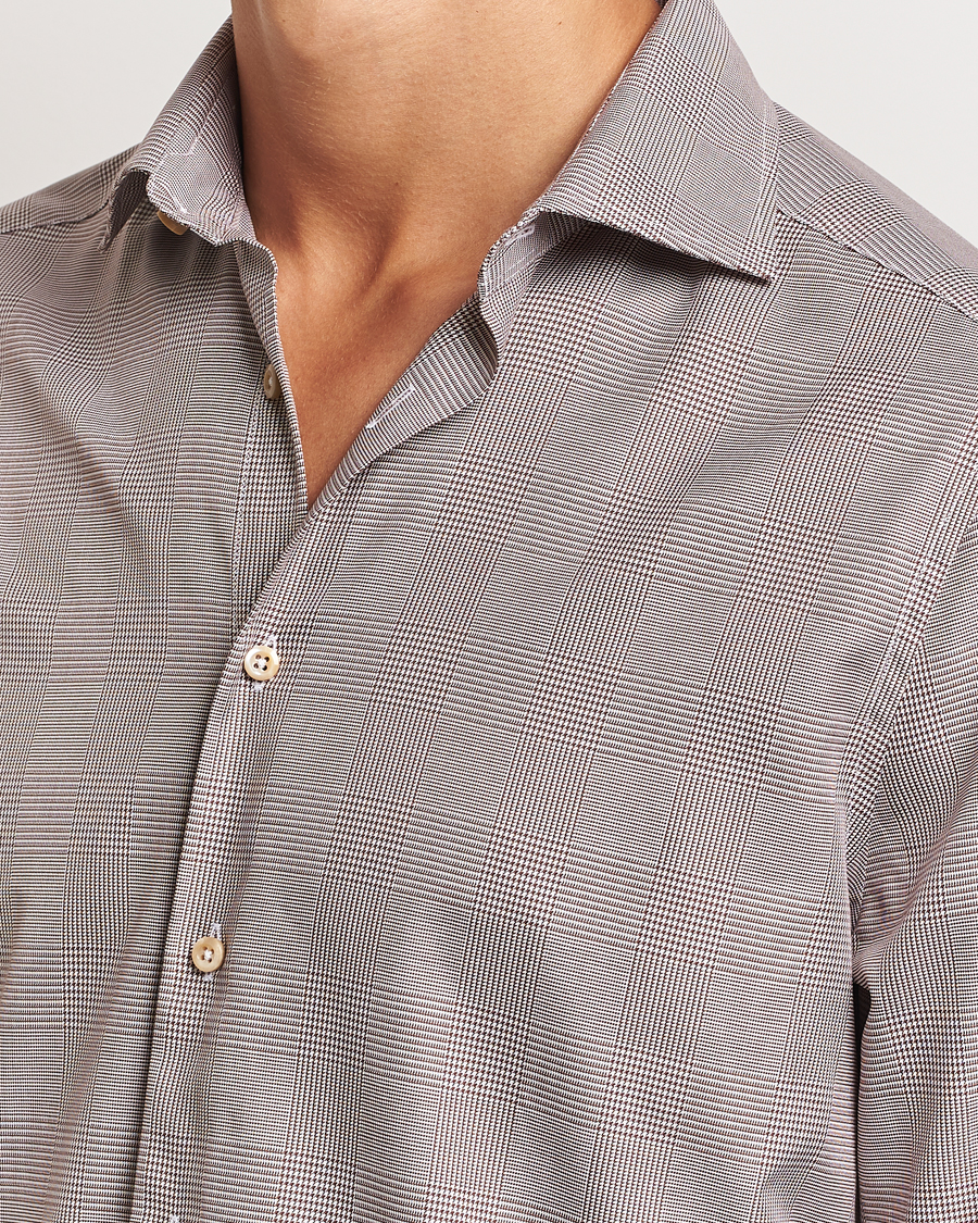Herre | Skjorter | Stenströms | Slimline Checked Twill Shirt Brown