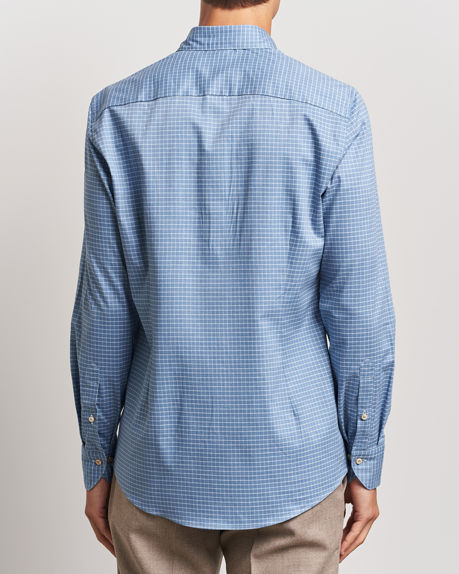 Herre | Skjorter | Stenströms | Slimline Melange Check Cut Away Shirt Blue