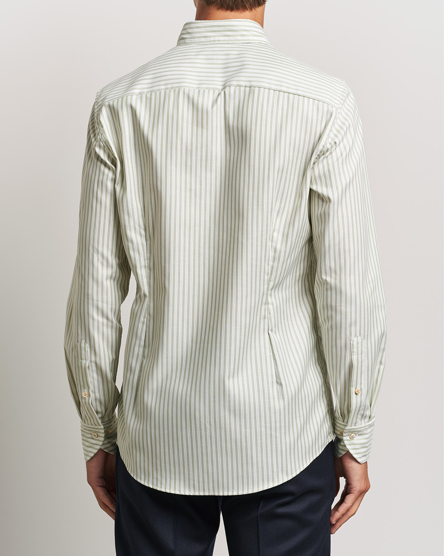 Herre | Skjorter | Stenströms | Slimline Vintage Stripe Oxford Shirt Green