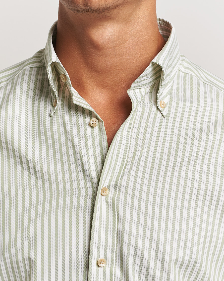 Herre | Skjorter | Stenströms | Slimline Vintage Stripe Oxford Shirt Green